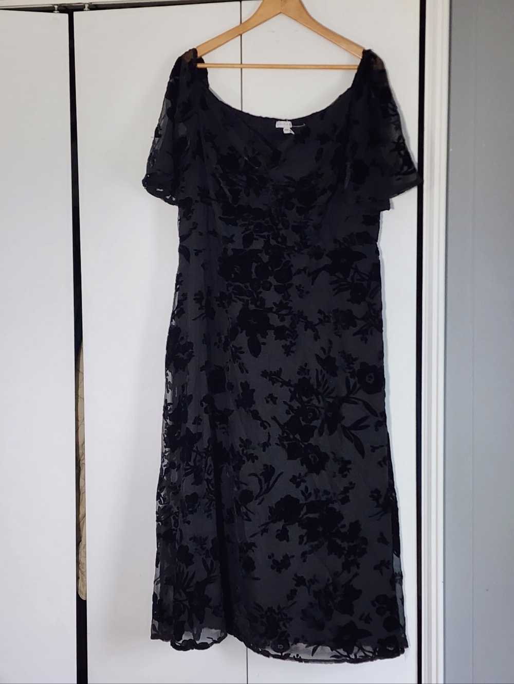 Baltic Born Black Floral Burnout Midi Dress